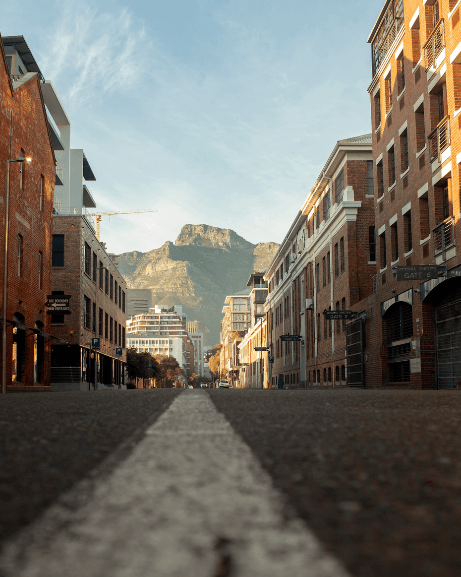 Sydney street with mountain in the background
